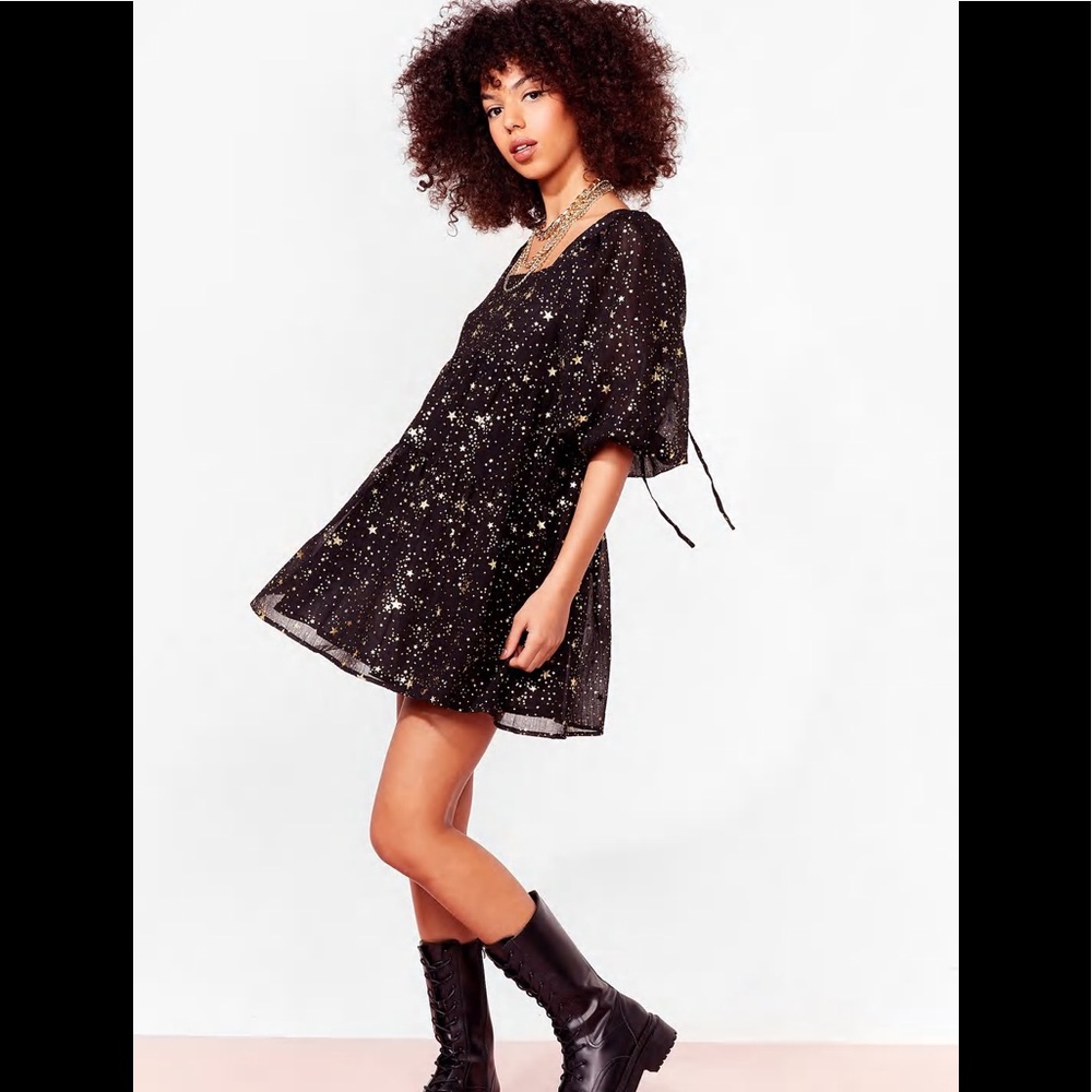 Nasty Gal puff sleeve mini dress NWT